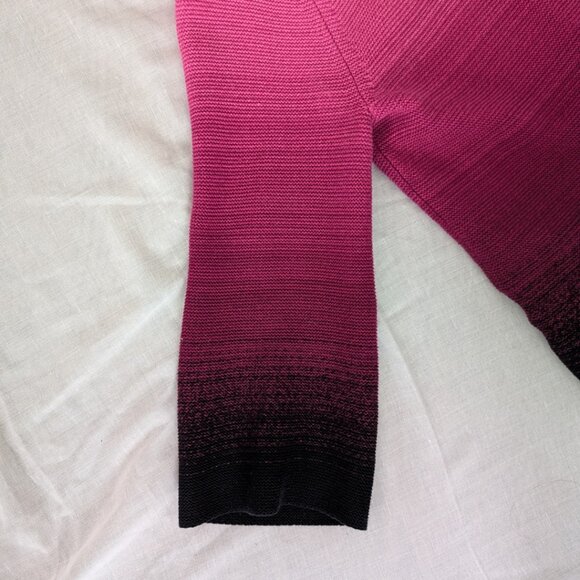 JONES&CO Pink/Black Gradient Sweater 100% Cotton Toggle Closure Women's Size L - Picture 4 of 10